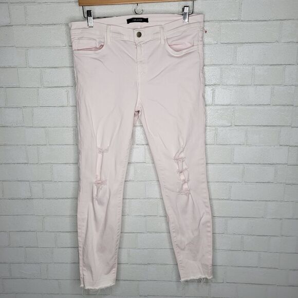 J Brand Light Pink Demented Orchid Cropped Skinny Jeans - Picture 1 of 7